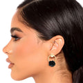 Rose Gold and Black Stylish Ring Stud Earrings