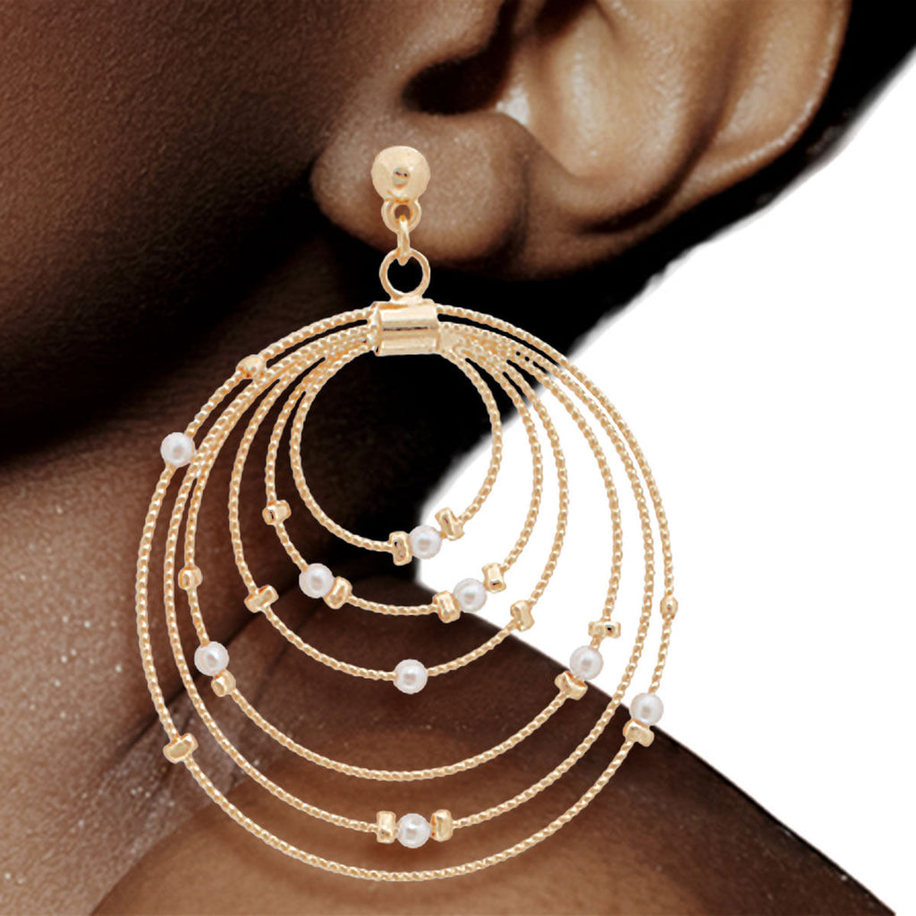 Delicate Gold Multi Ring Loop Earrings – Elegant, Stylish Statement Jewelry