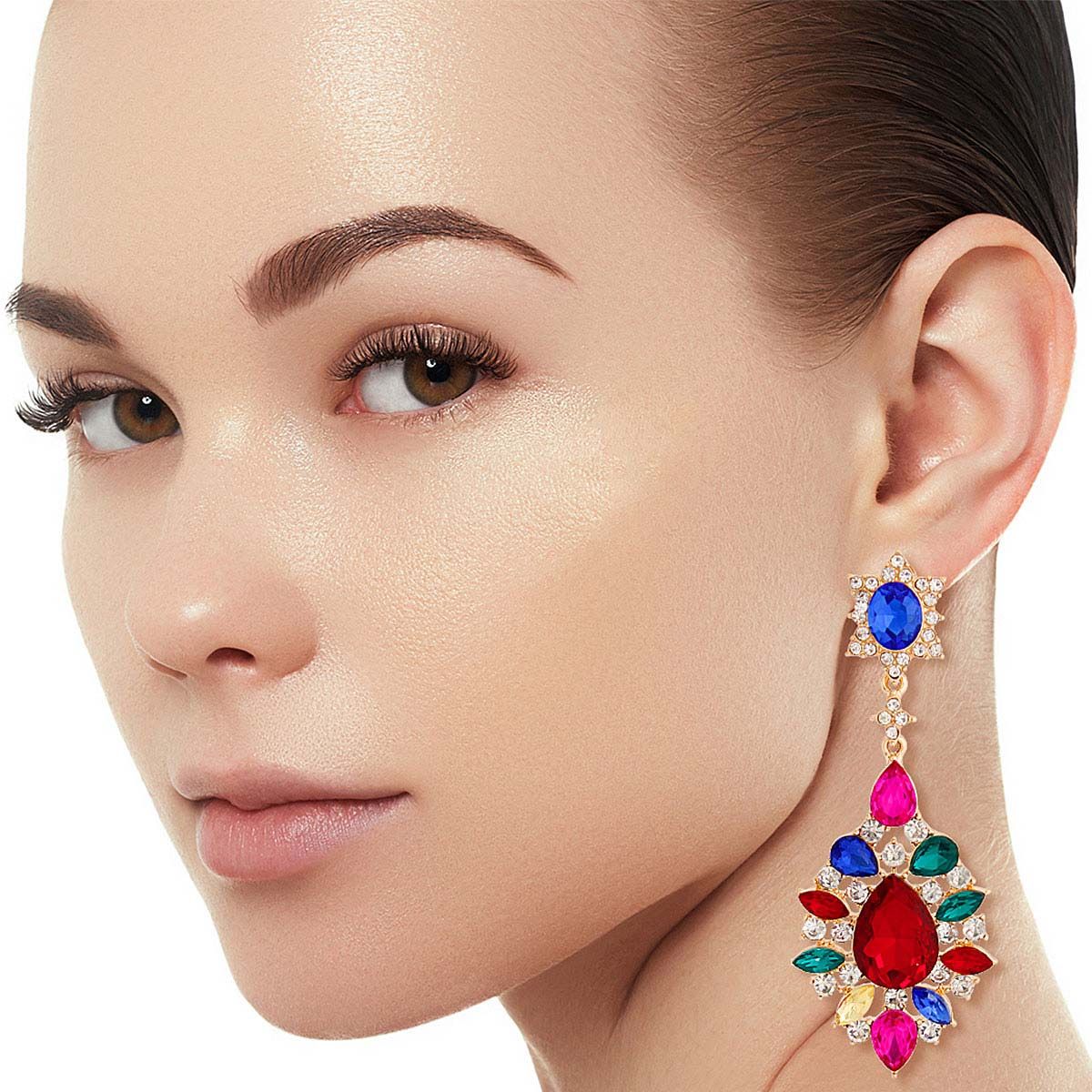 Teardrop Earrings Multi Color Stylish Statement Jewelry