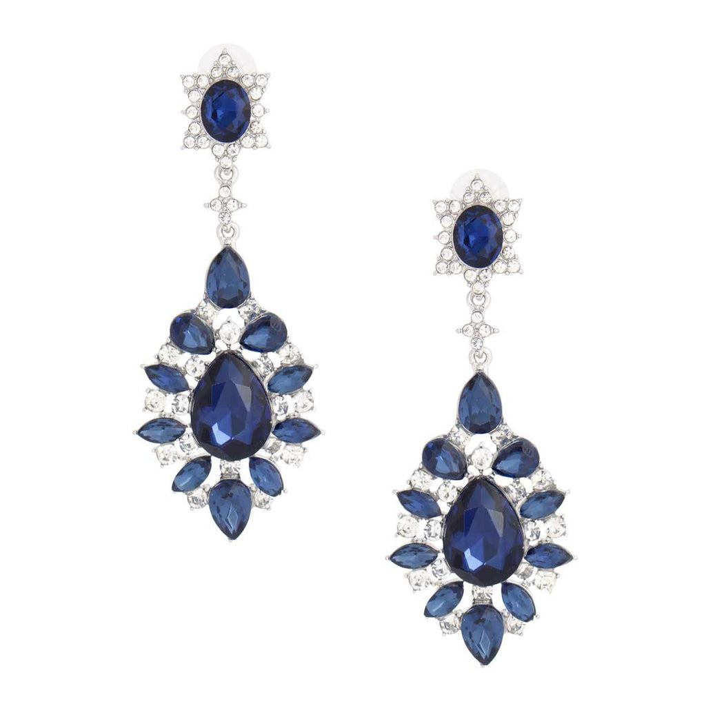 Teardrop Earrings Navy Stylish Statement Jewelry