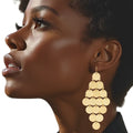Coin Dangle Earrings Fish Hook Brushed Gold Stylish Statement Jewelry