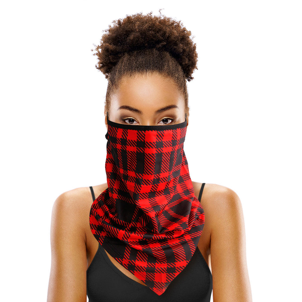 Fashion Scarf Mask in Red and Black Buffalo Plaid – Trendy Casual Accessory