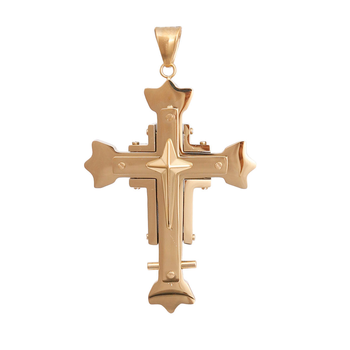 Cross Pendant Gold Stainless Steel Stylish Jewelry Accessory