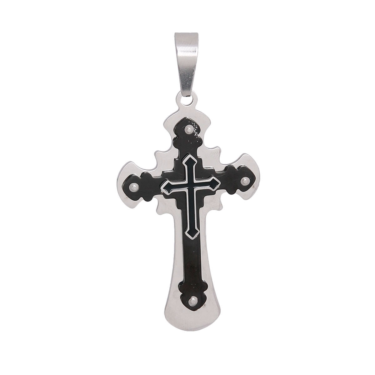 Cross Pendant Black Stainless Steel Stylish Jewelry Accessory
