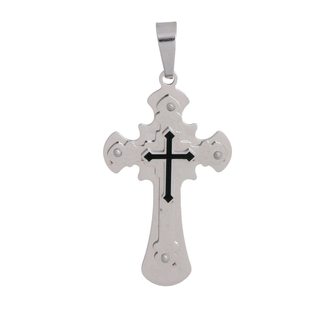 Stainless Steel Cross Pendant Silver Stylish Jewelry Accessory