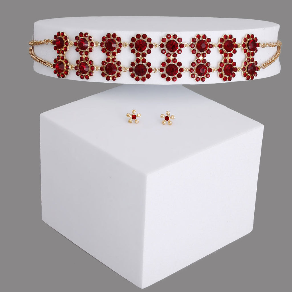 Statement Blossom Choker Necklace Ensemble Stylish Layered Jewelry Accessory