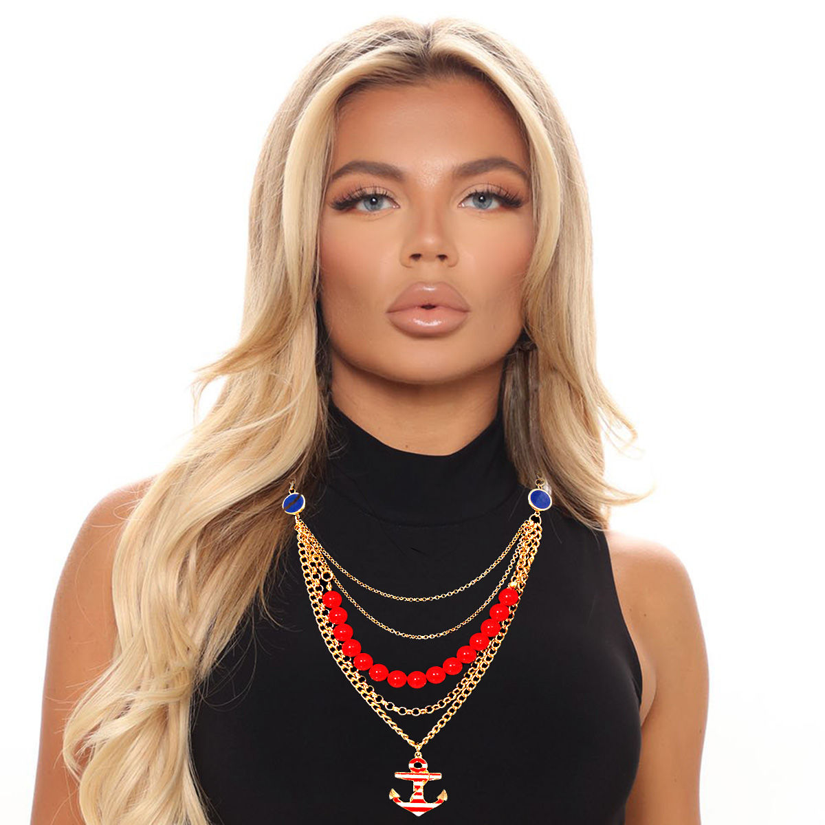 Statement Necklace Set Red Sea Theme Stylish Jewelry Accessory