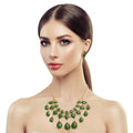 Beaded Necklace Set Green Stylish Statement Jewelry