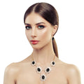 Pendant Necklace Set Black Flower Stylish Statement Jewelry