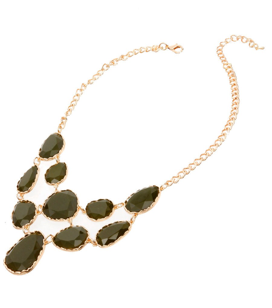Statement Short Necklace with Irregular Resin Teardrop Inset, Trendy Chic Jewelry