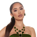 Statement Short Necklace with Irregular Resin Teardrop Inset, Trendy Chic Jewelry