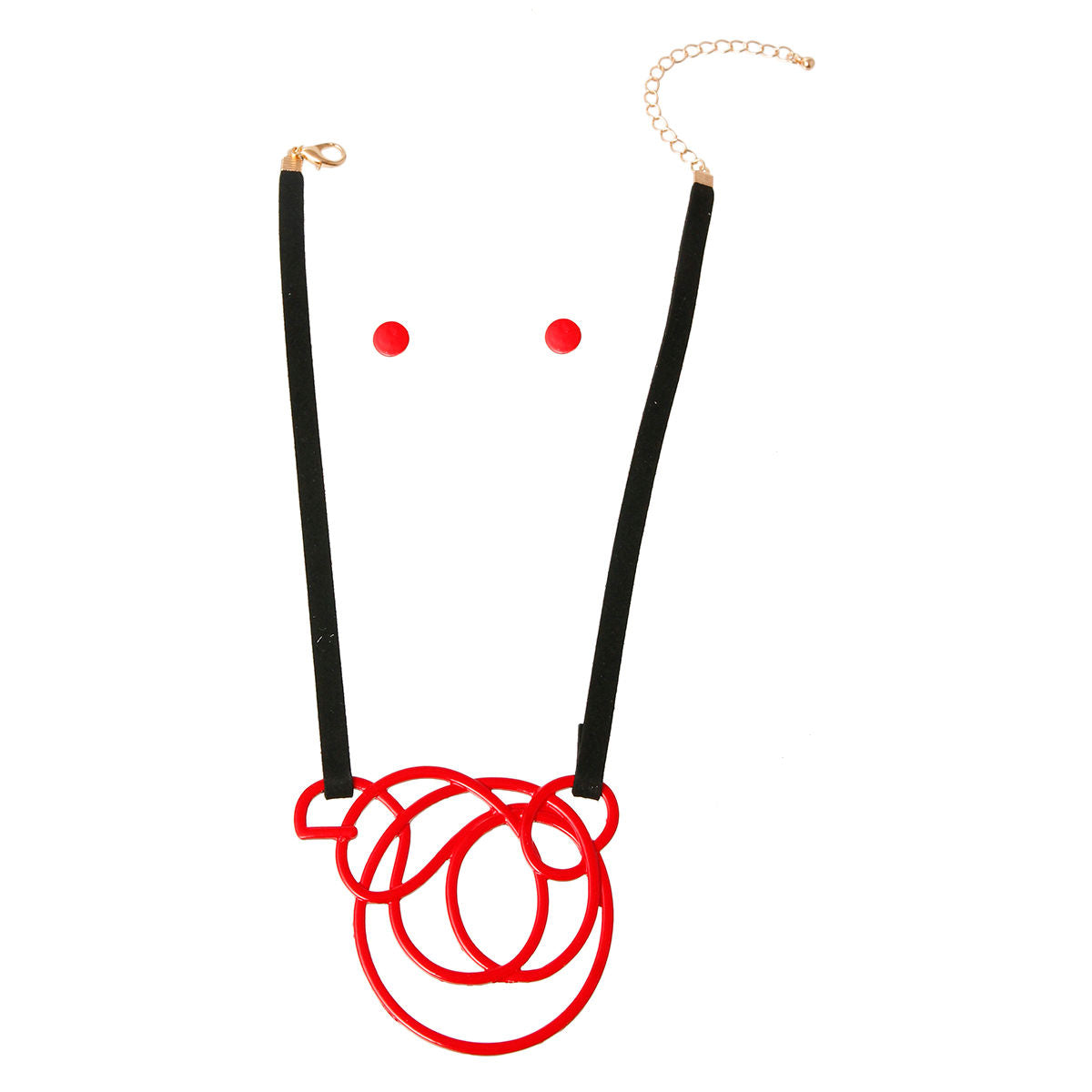 Metal Pendant Set Red Stylish Statement Jewelry