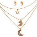 Layered Gold 3-Layer Chain Moon Necklace – Trendy Statement Jewelry