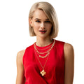 Layered Gold Chain Necklace with Flower Pendant – Stylish Statement Jewelry