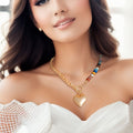 Statement Chunky Bead Heart Toggle Necklace Stylish Fashion Jewelry