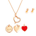 Interchangeable Gold Heart Charm Necklace Stylish Elegant Jewelry