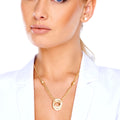Double Ring Pendant Necklace Gold Stylish Fashion Jewelry Accessory