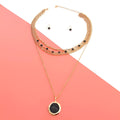 Statement Layered 4 Strand Black Glass Necklace Stylish Chic Jewelry