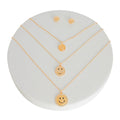 Layered Gold 3-Layer Dainty Smiley Face Necklace Set – Trendy Statement Jewelry