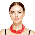 Flat Red Bead Necklace Set – Stylish Statement Jewelry