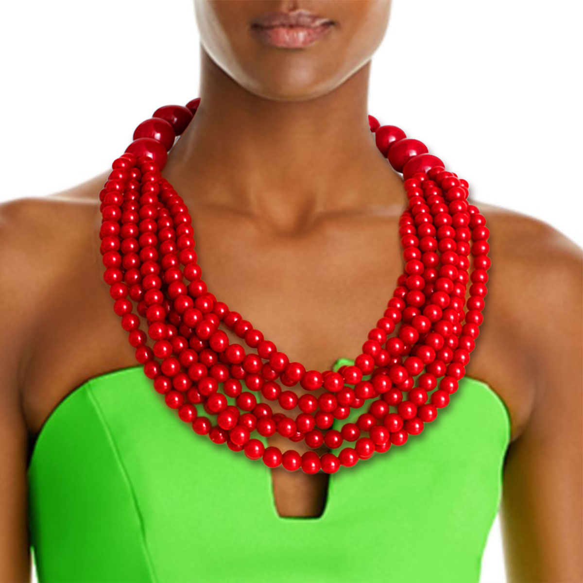 Bubble Gum Bead Set Burgundy Trendy Fashion Jewelry