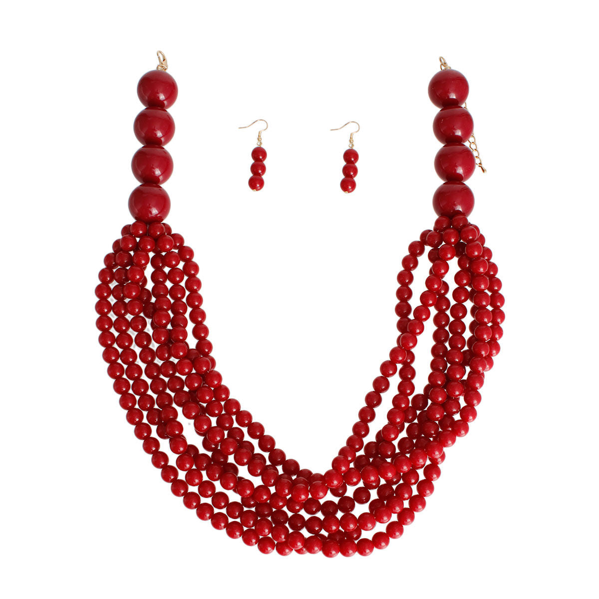Bubble Gum Bead Set Burgundy Trendy Fashion Jewelry