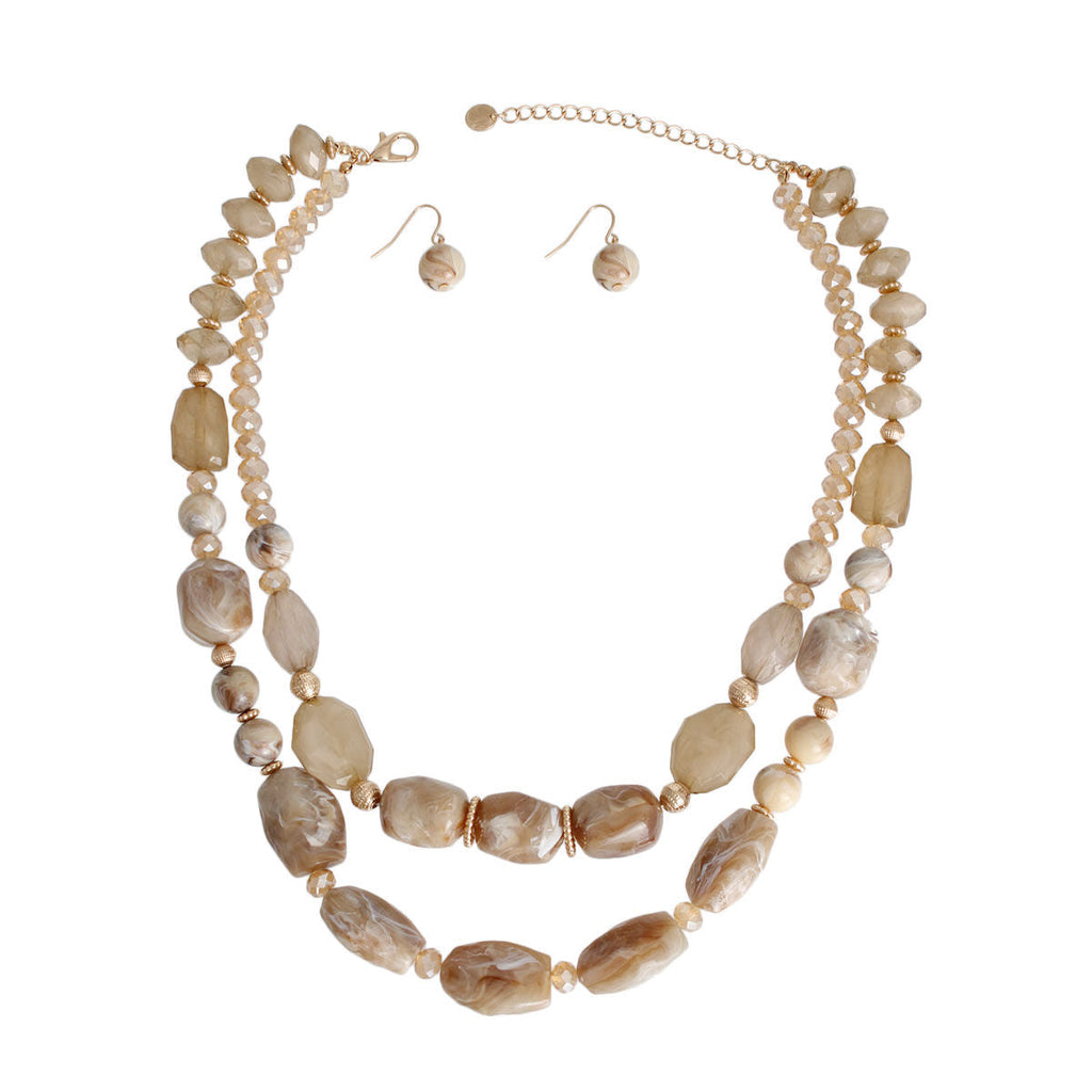 Bead Set Light Brown Marbled Stylish Jewelry Accessory
