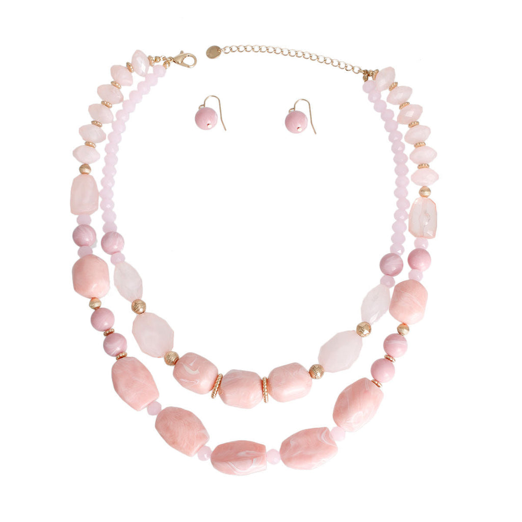 Bead Set Light Pink Marbled Stylish Jewelry Accessory