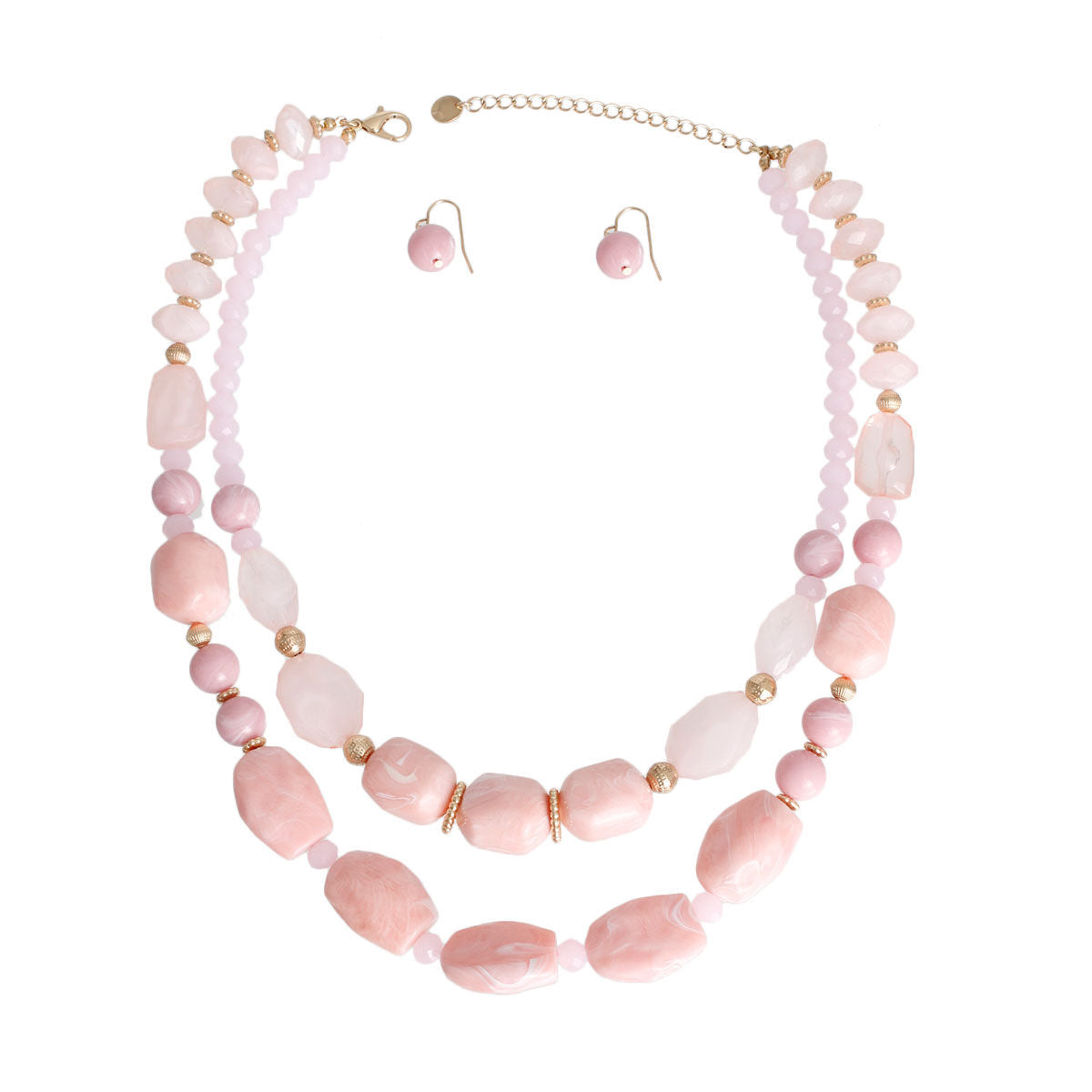 Bead Set Light Pink Marbled Stylish Jewelry Accessory