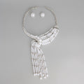 Statement Silver Necklace with Asymmetric White Pearl, Trendy and Elegant