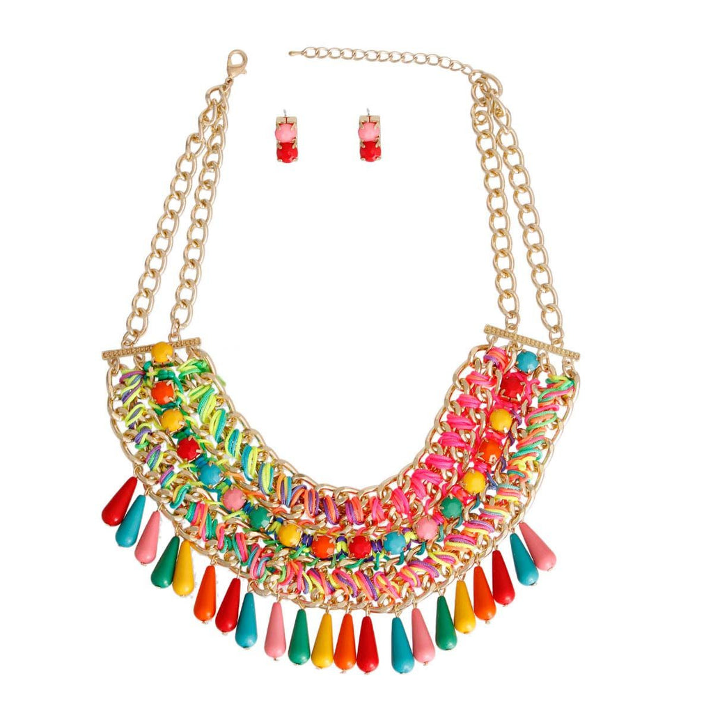Boho Rainbow Bead Statement Necklace – Trendy Fashion Jewelry