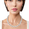 Chunky Silver Chain Triple Ring Choker Necklace for Women Stylish Statement Jewelry