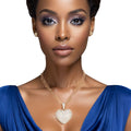 Layered Gold Pendant Necklace with Puffy Rhinestone Heart – Trendy Statement Jewelry Set