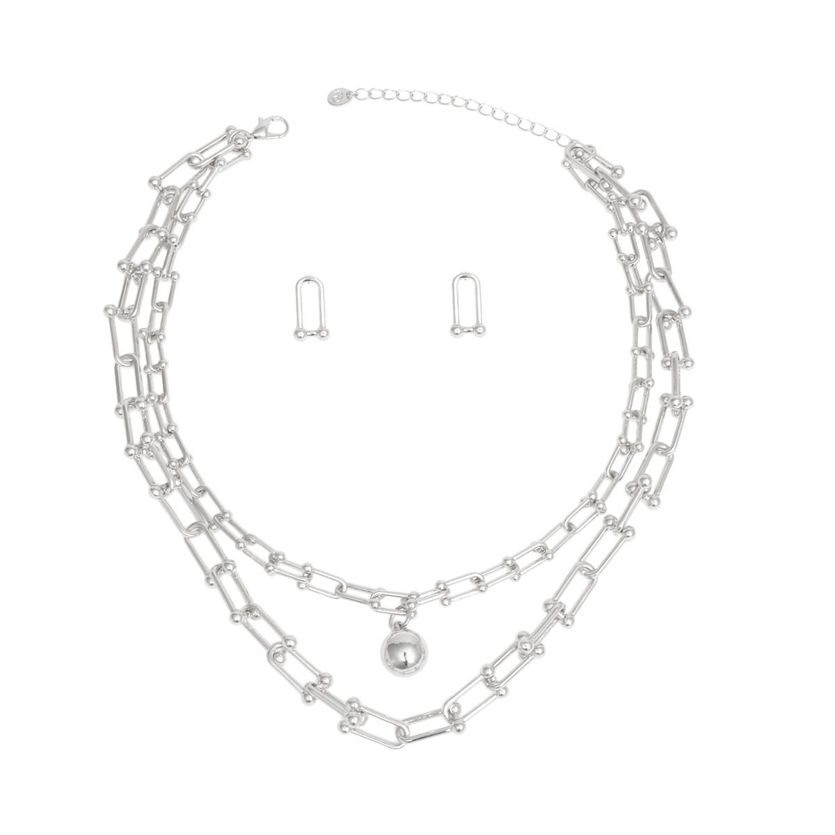 Layered Silver Chain Gauge Links Necklace for Women Stylish Chic Jewelry