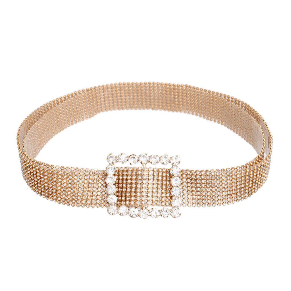 Statement Gold Pave 9 Row Buckle Belt Stylish Fashion Accessory