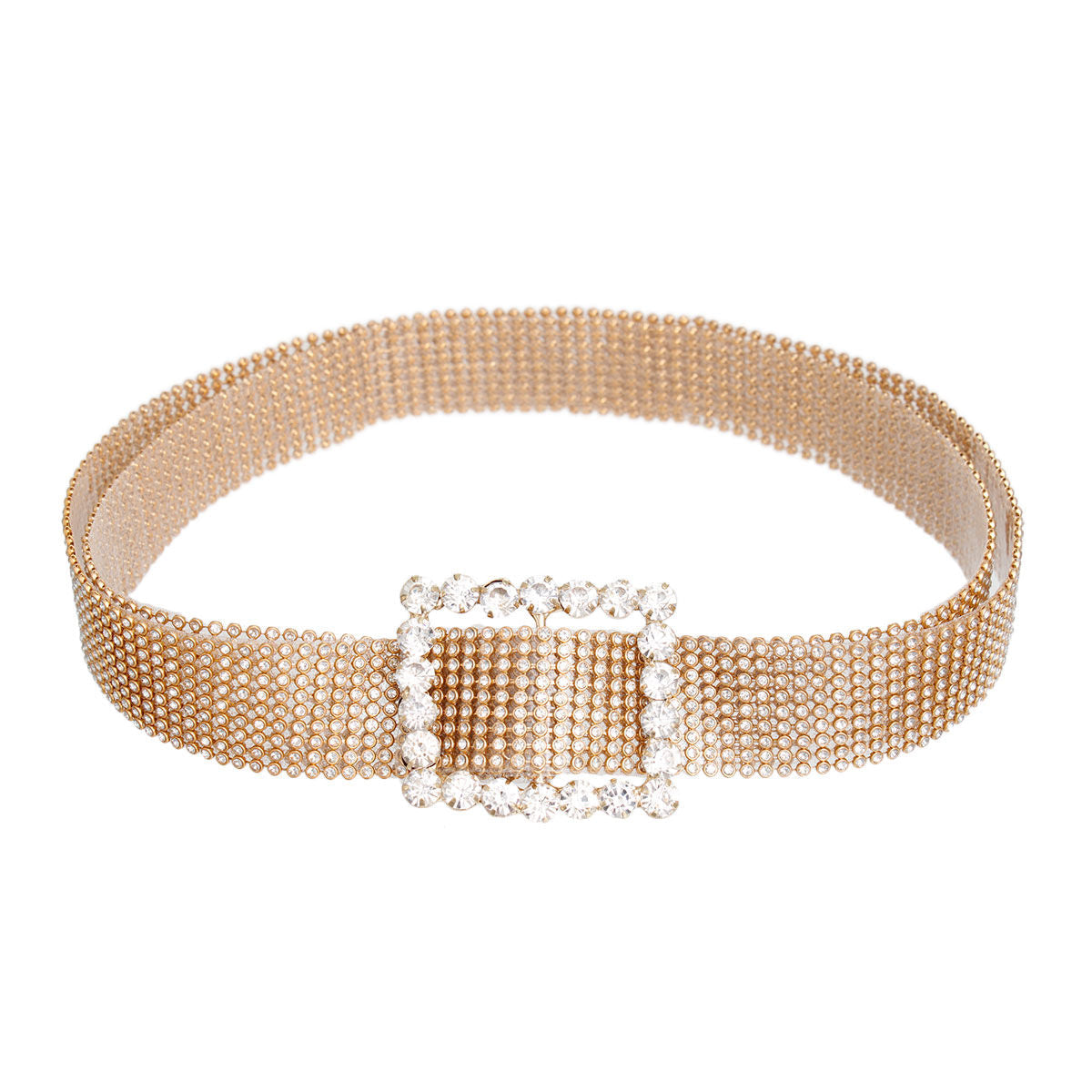 Statement Gold Pave 9 Row Buckle Belt Stylish Fashion Accessory