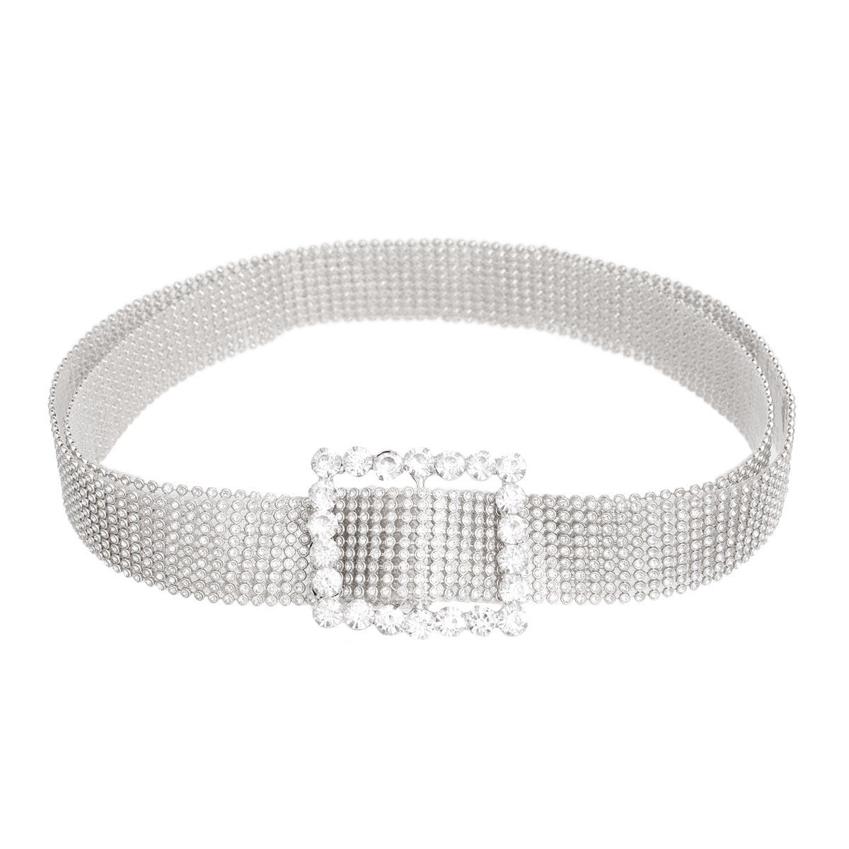 Statement Silver Pave 9 Row Buckle Belt Stylish Fashion Accessory
