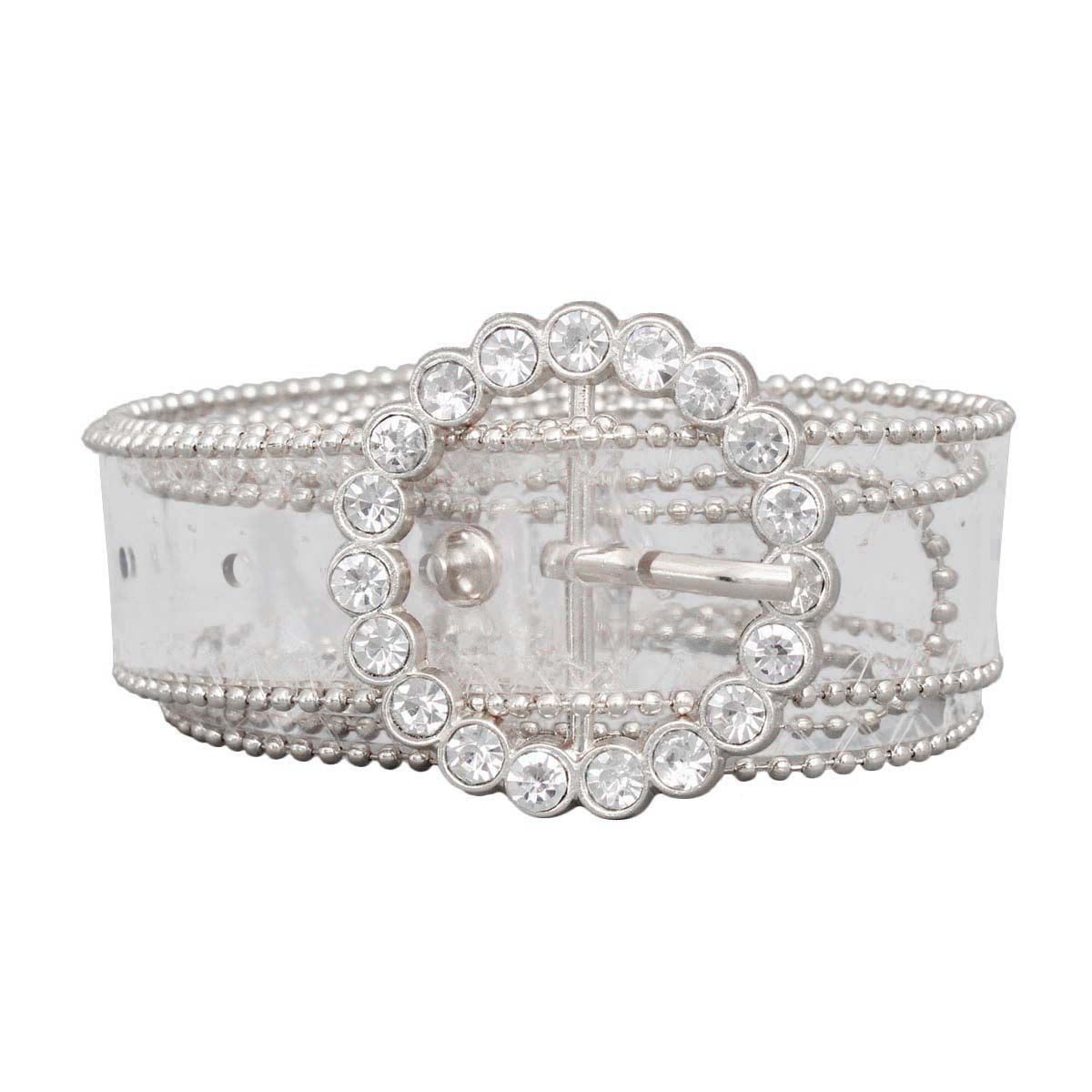 Transparent Belt with Silver Crystal Detail – Stylish Fashion Accessory