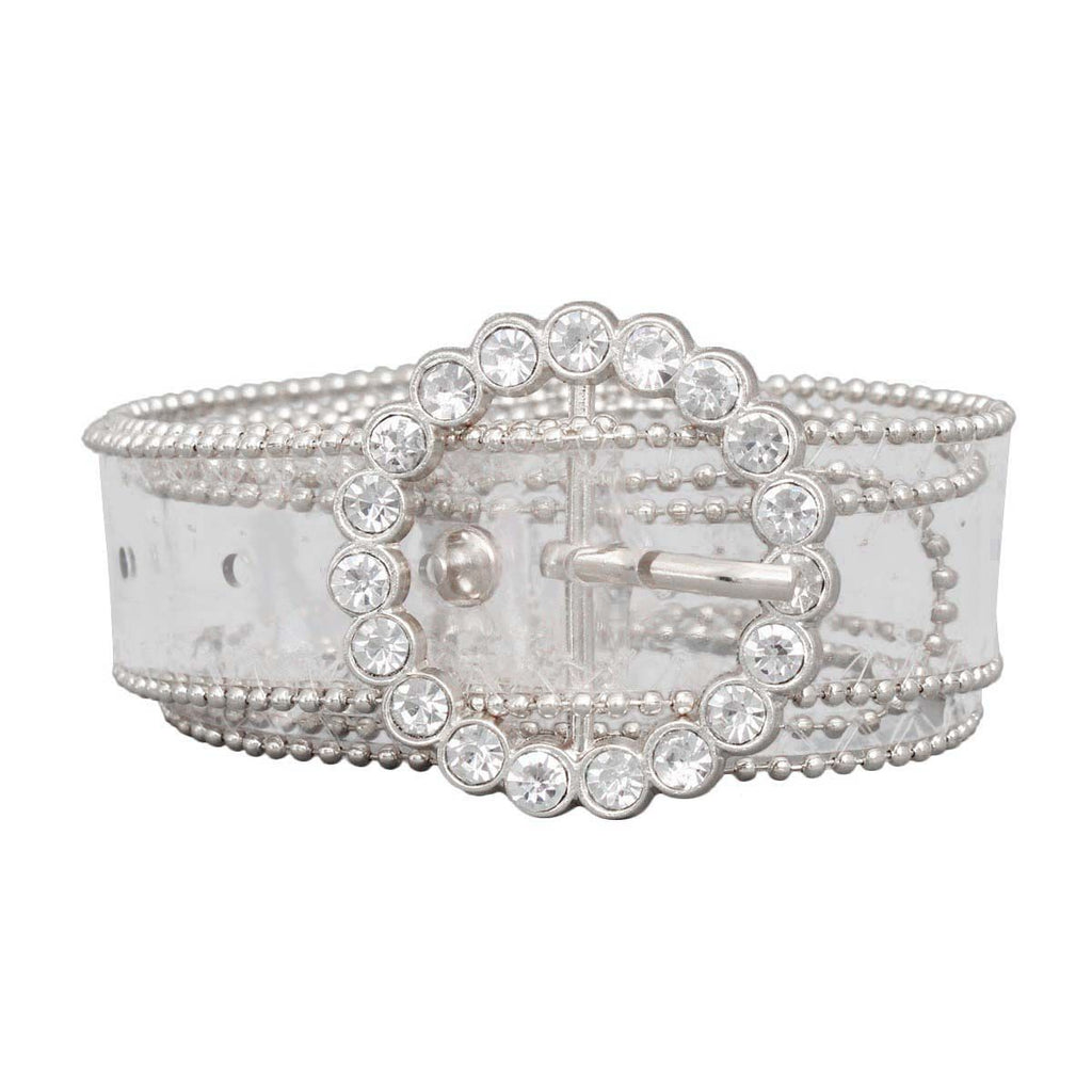 Transparent Belt with Silver Crystal Detail Stylish Accessory