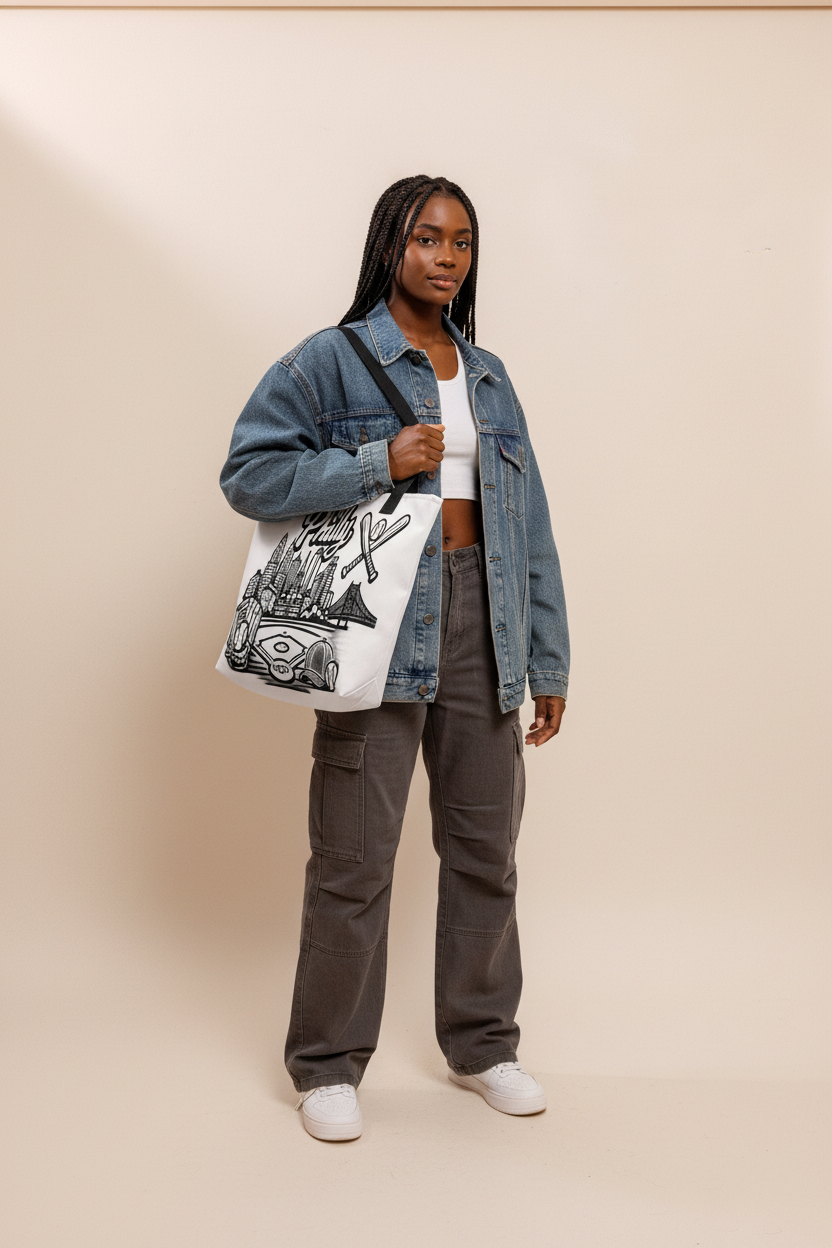 Philly Skyline Baseball Tote Bag – Limited Drop – Philadelphia City Pride Line Art 3 Colors
