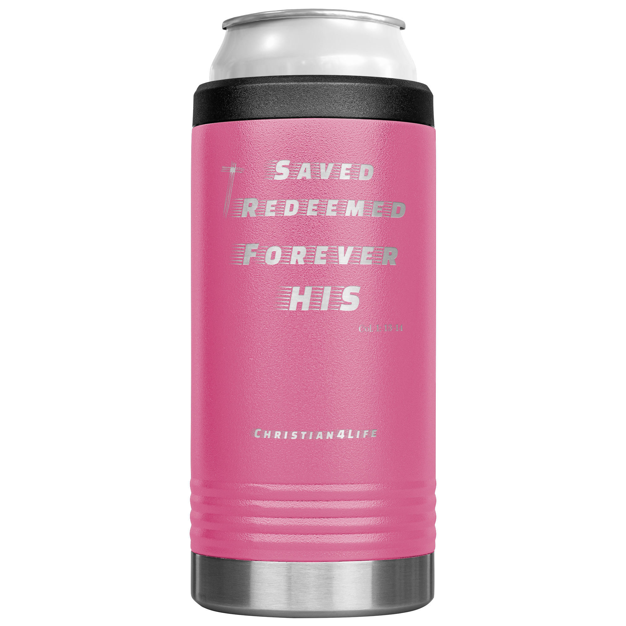 12oz Christian Cozie Insulated Tumbler -Saved, Redeemed, Forever His