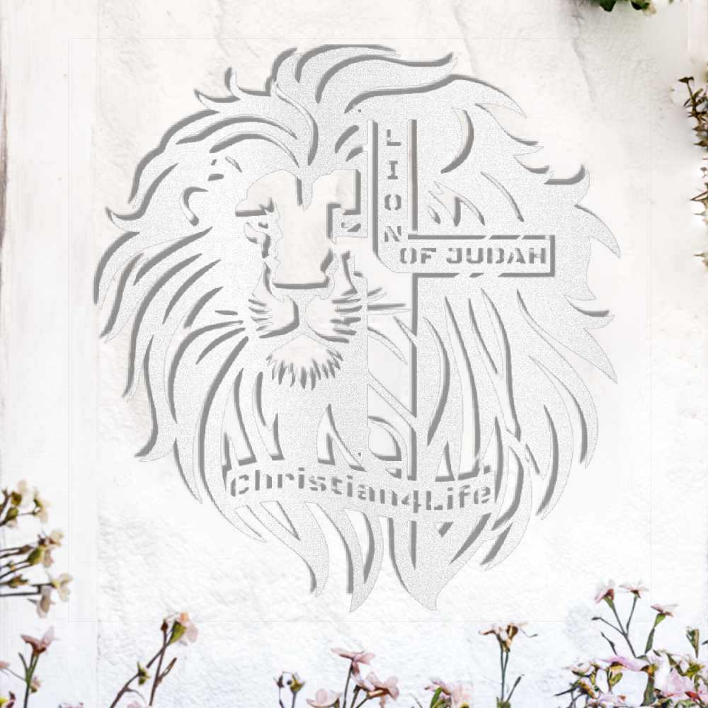 Lion of Judah, - Lion and Cross Christian die-cut metal sign, Christian Metal Sign, Christian Wall Art