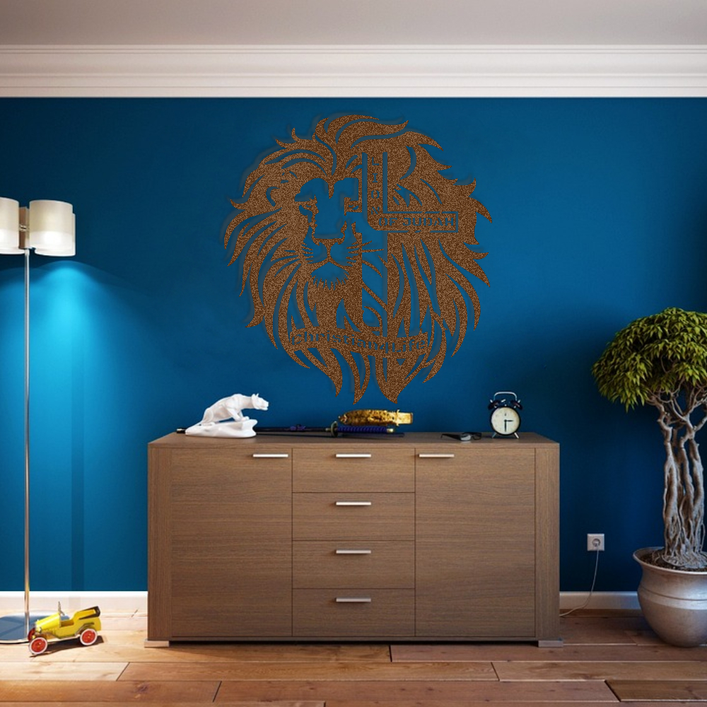 Lion of Judah, - Lion and Cross Christian die-cut metal sign, Christian Metal Sign, Christian Wall Art