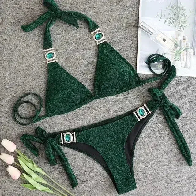 PAYASEN Rhinestone Bikini - Crystal Diamond Swimsuit for Women