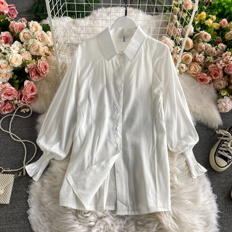 women's lantern sleeve shirt knitted vest two piece sets of College style