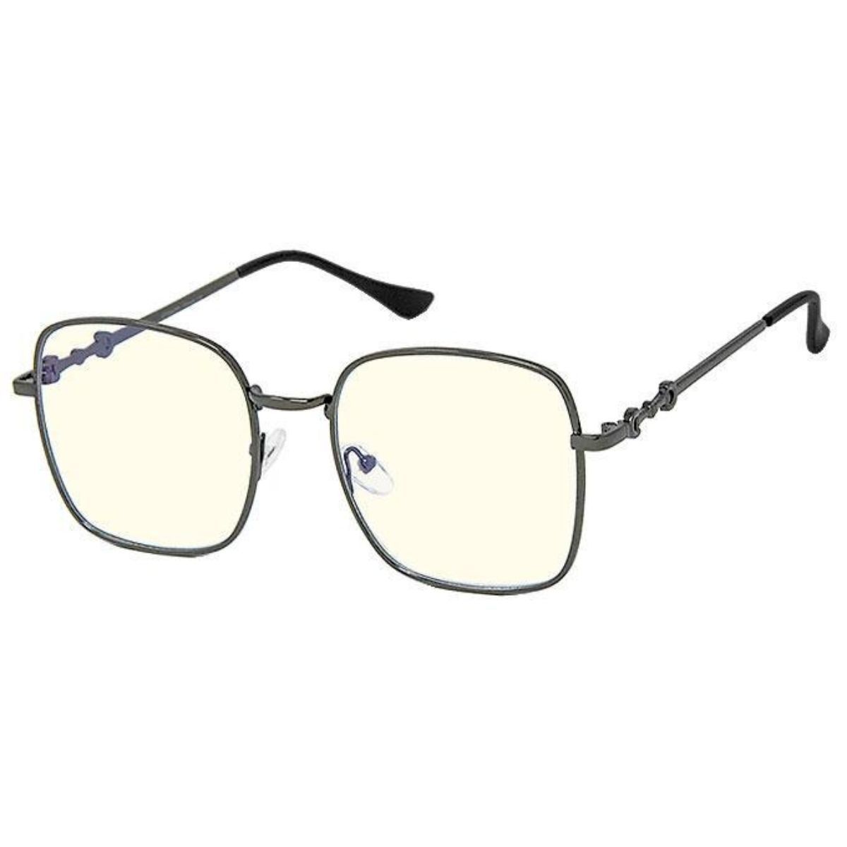 Square Blue Light Glasses Hematite Stylish Trendy Eyewear