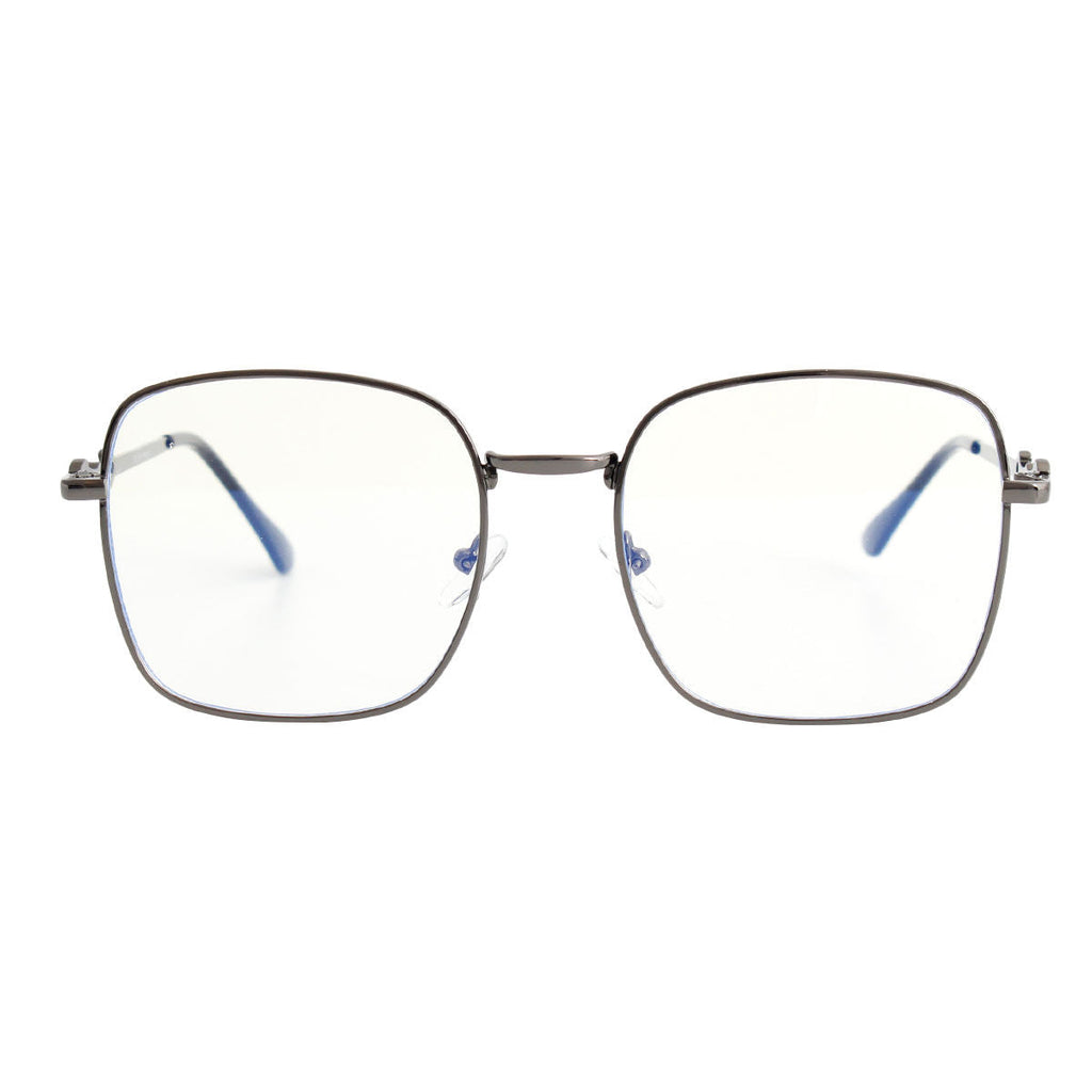 Square Blue Light Glasses Hematite Stylish Trendy Eyewear