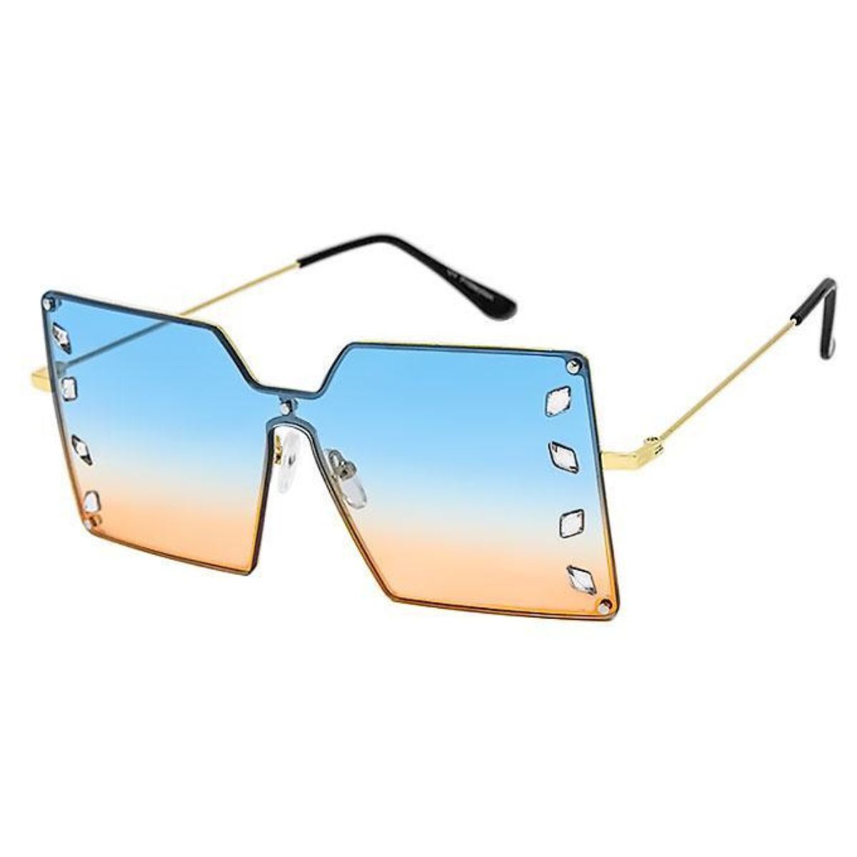 Sunglasses Blue Square Stylish Statement Fashion Accessory