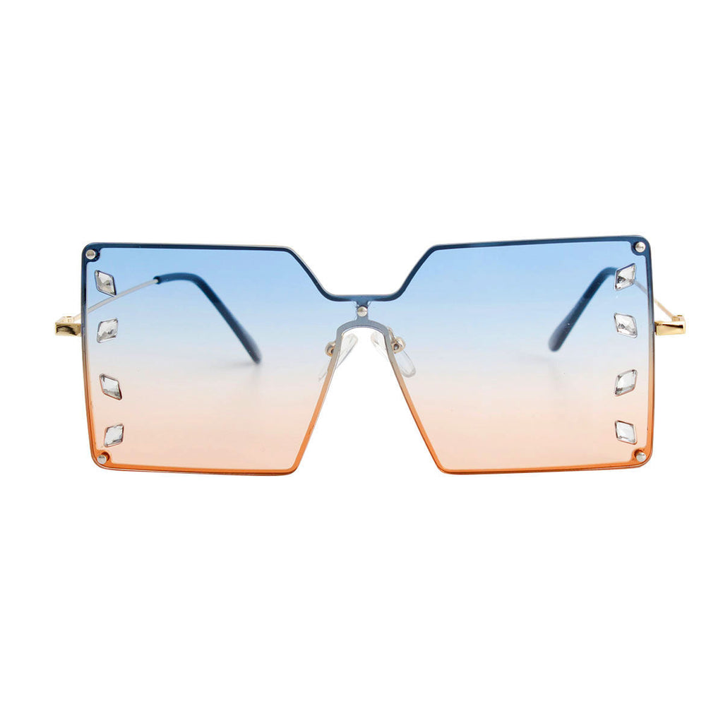 Sunglasses Blue Square Stylish Statement Fashion Accessory