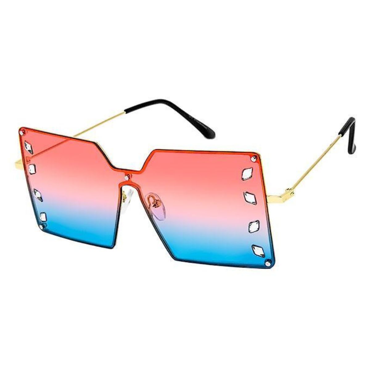 Square Stone Sunglasses Red Stylish Statement Accessories